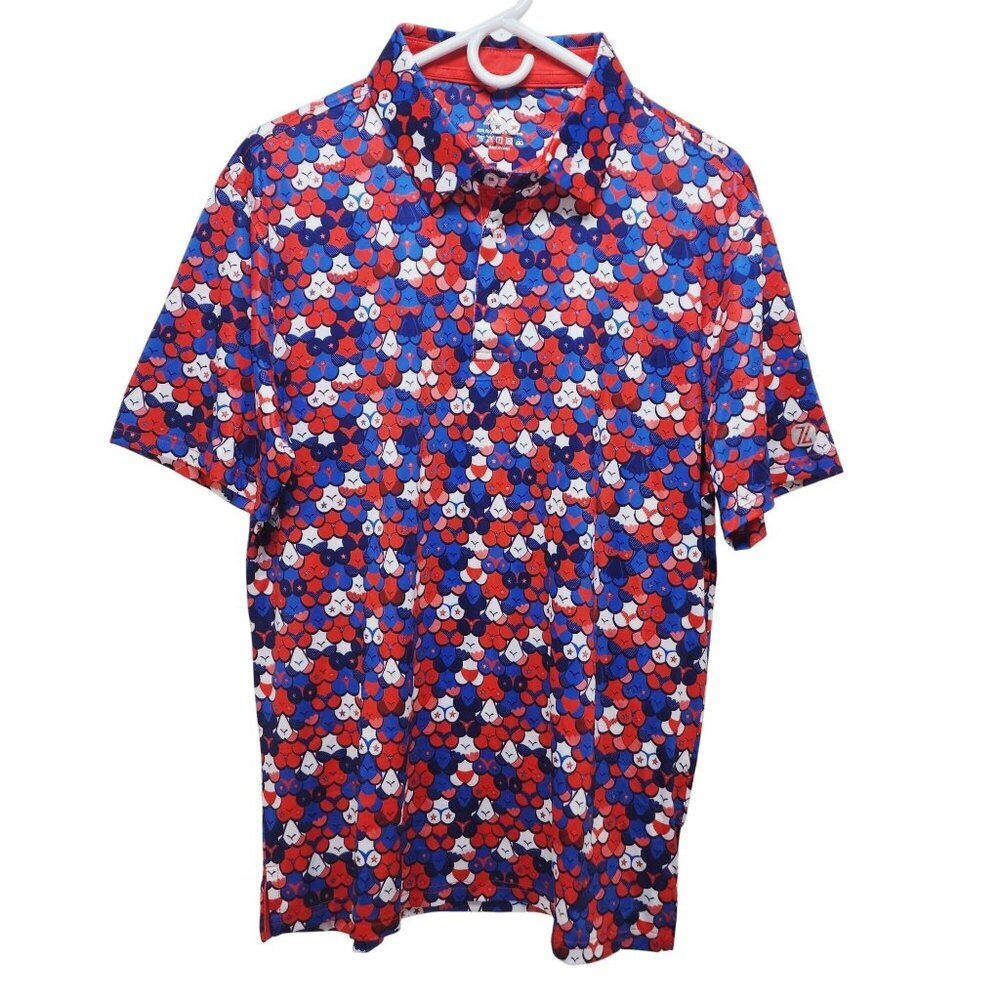 Mens Colorful Short Sleeve Polo Shirt Size M Dri-Fit